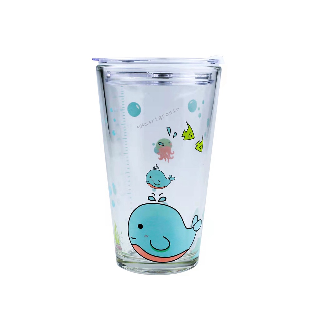 Gelas kaca * tumbler * Gelas ukur * Gelas Gambar lucu * 450ml-YS-19-11