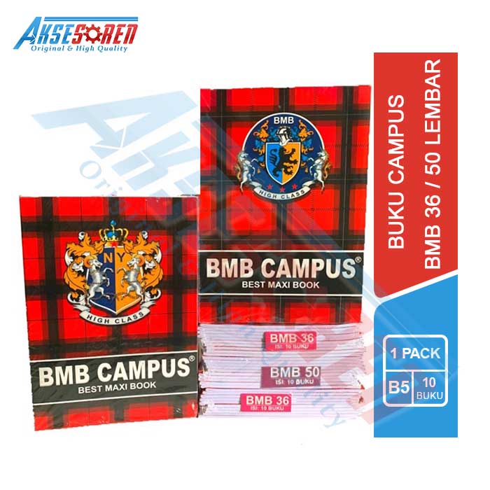 Jual Buku Tulis Sekolah BMB Campus 1 Pack [Isi 36 / 50 Lembar] / Buku ...