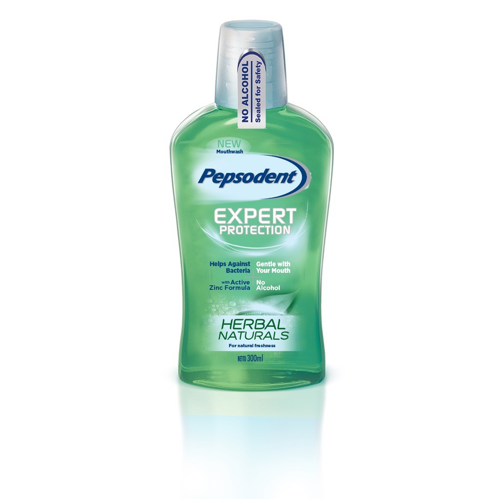 Pepsodent Mouthwash Expert Protection Herbal Naturals 300ml - Obat Kumur