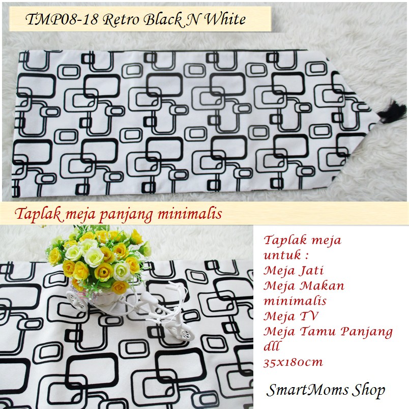 Taplak meja panjang minimalis modern 35x180cm Retro Black Taplak meja panjang minimalis modern 35x180cm Retro Black