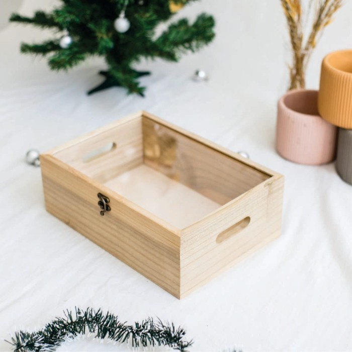 

Santa Gift Box - Kotak Kayu Engsel Akrilik Handle Packaging