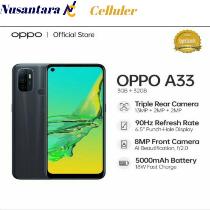 OPPO A33 3/32 GB ( A33, RAM 3 GB, ROM 32 GB ) Smartphone Garansi Resmi