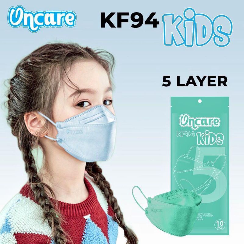 Masker Anak ONCARE KF94 Polos 5Ply isi 10 pcs (Premium Kids Mask)