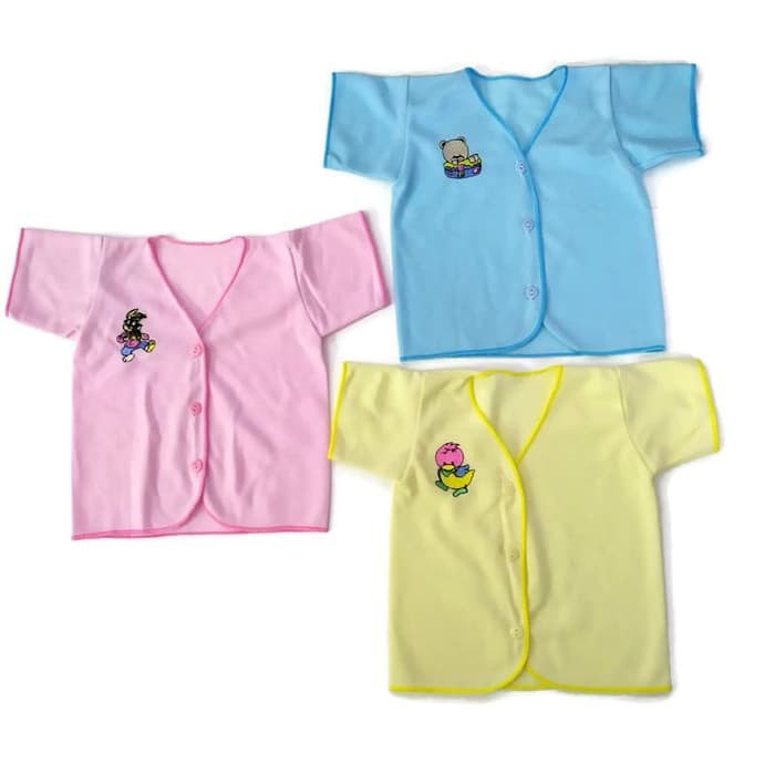 1/2 lusin (6 pcs) baju bayi lengan pendek warna - murah