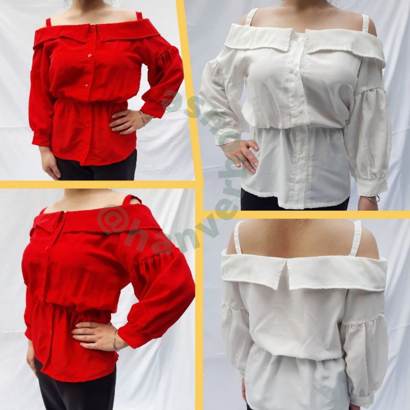 [SALE] Blouse Wanita / Baju Putih / Baju Merah / Baju Wanita / Cantik / Korea