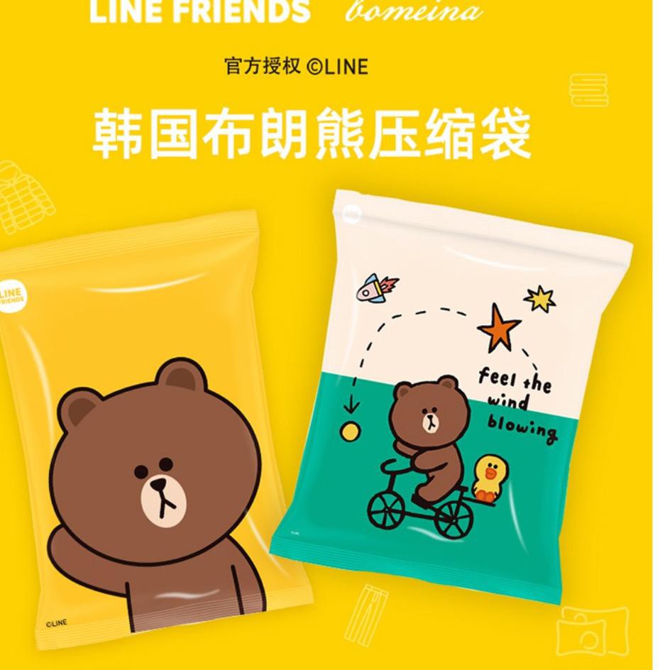 7FF Vacuum Bag Plastik Storage Press Vakum Kantong Pakaian LINE FRIENDS FN8 (Grosir)