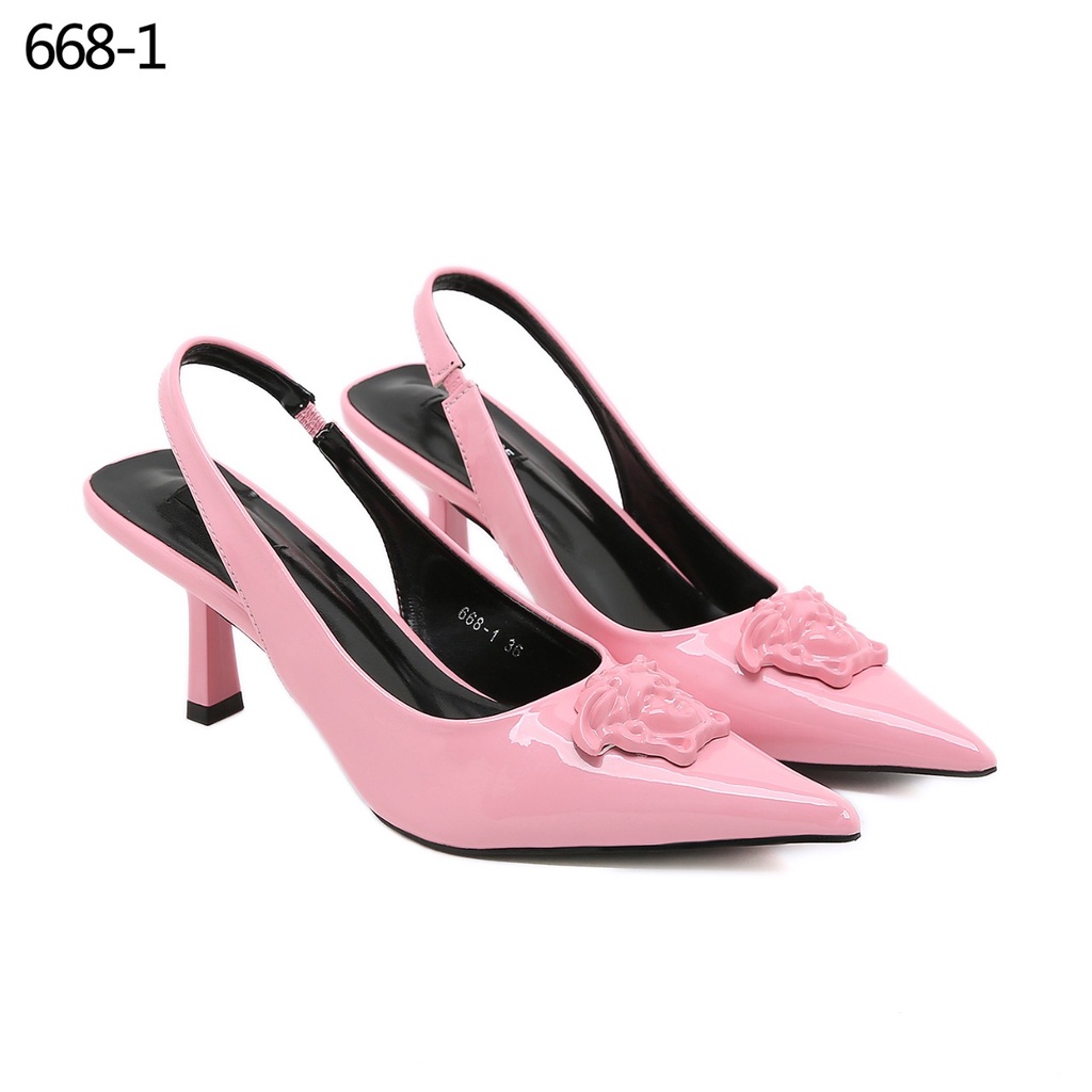 V Patent Leather La Medusa Slingback Pumps #668-1