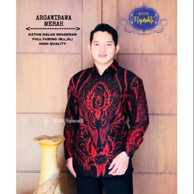 Batik Pria Lengan Panjang Argawibawa Merah