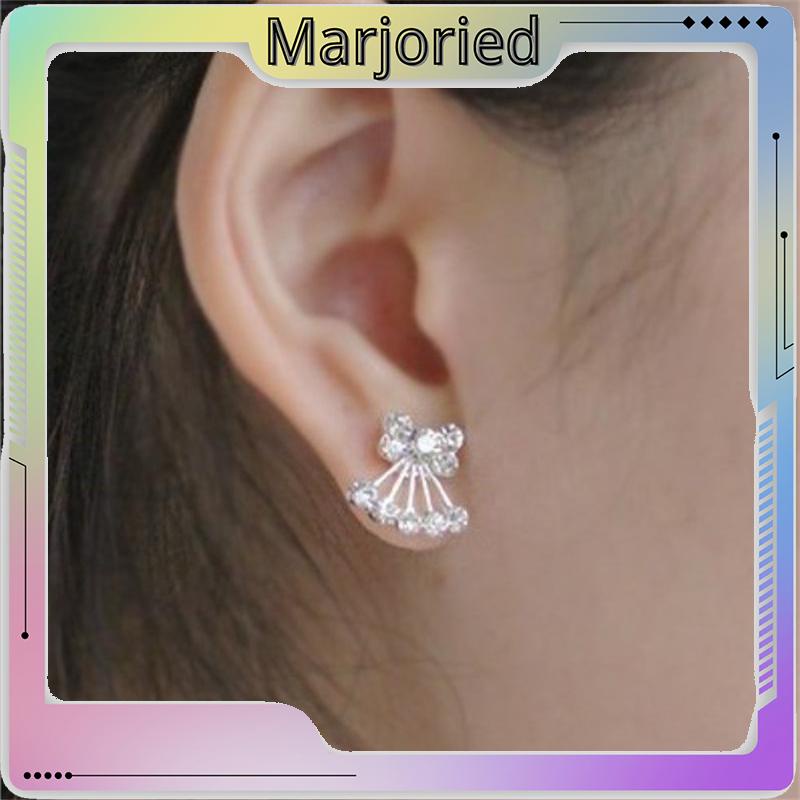 Anting Mutiara Pejantan Kristal Fashion Hati Mutiara Kristal Stud Anting-Anting Pesona Zirkon-MJD