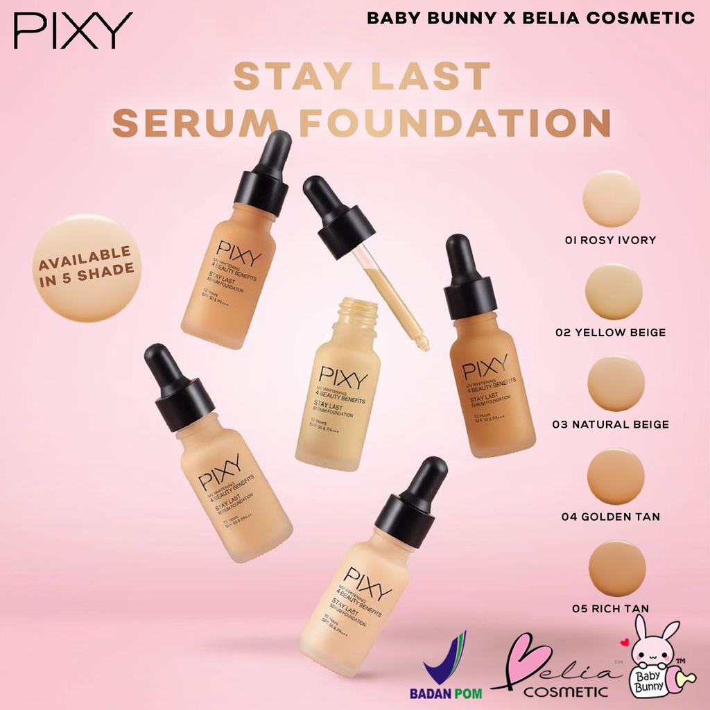 ❤ BELIA ❤ PIXY 4BB Stay Last Serum Foundation 17mL SPF 50 PA+++ | foundation cair 4 beauty benefit