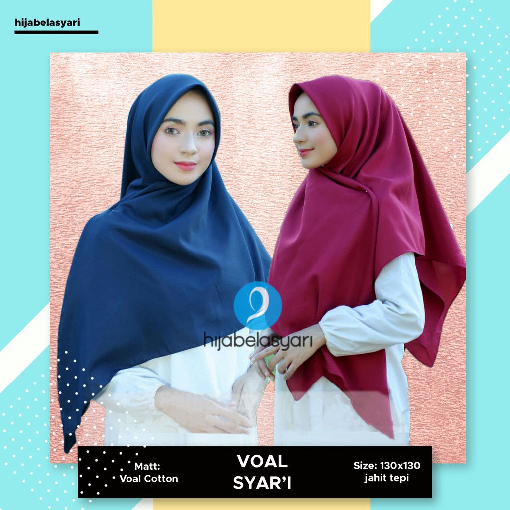 Masahi Syar'i Jilbab Hijab Segi Empat Voal Syari Jilbab segiempat Kerudung Segi empat