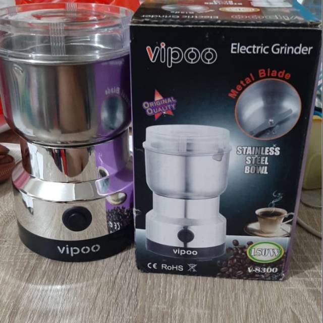 ALAT PENGGILING BIJI KOPI LISTRIK | VIPOO ELEKTRIC GRINDER 150 W | STAINLESS |