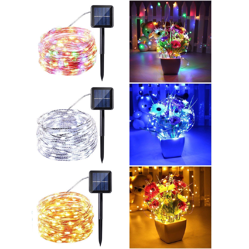 Lampu String 200 Led 22m 8 Mode Tenaga Surya Untuk Dekorasi Rumah / Outdoor