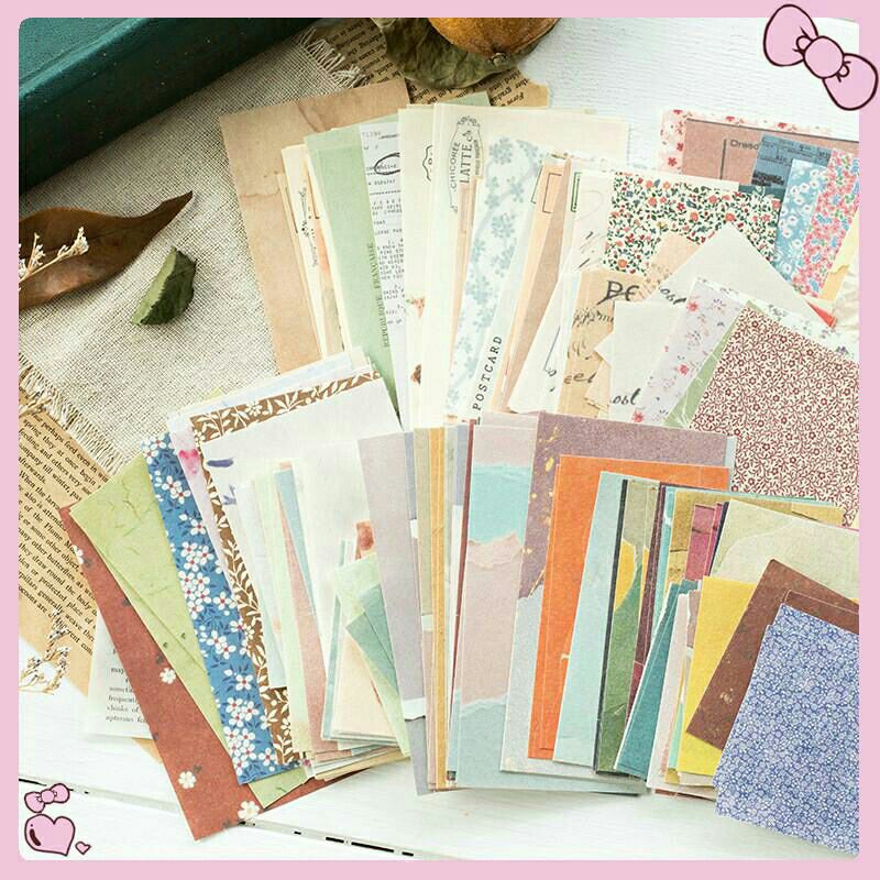 

60 lembar kertas untuk jurnal / journal gaya vintage retro BUJO Studygram scrapbooking