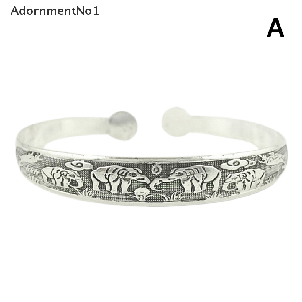 (AdornmentNo1) Gelang Bangle Terbuka Silver Tibet Ukiran Totem Retro Vintage