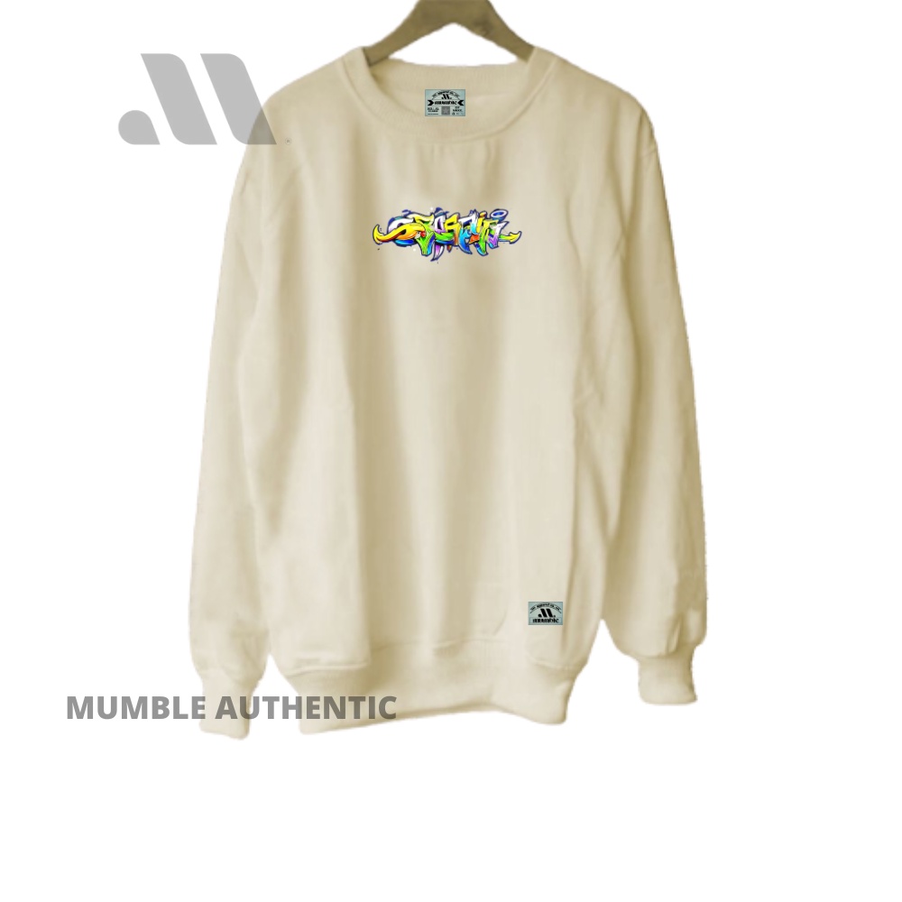 Sweater Cowok Cream Premium Distro Local Brand Aesthetic Bandung Suiter Crewneck Ori Kruneck Panjang Lengan