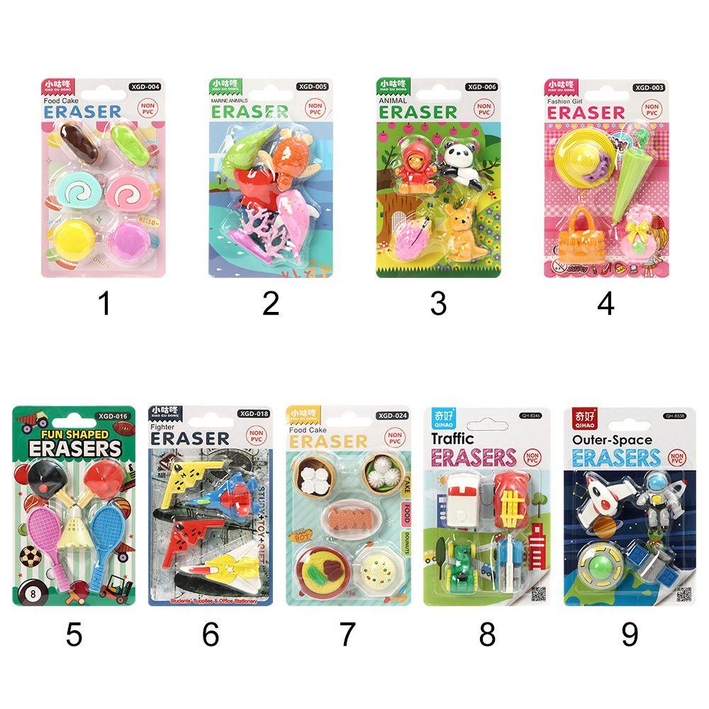 R-flower Rubber Eraser Cute Kawaii Drawing Aksesoris Hewan Perlengkapan Kantor Sekolah Alat Tulis Eraser Set