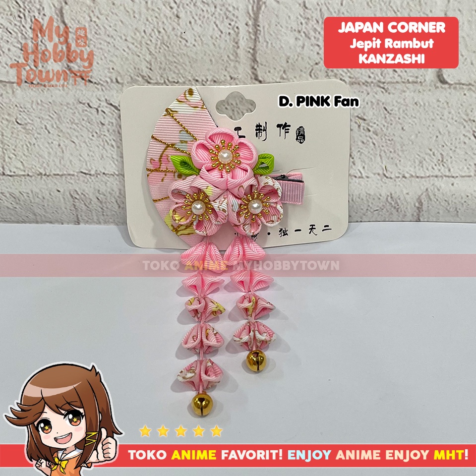 Kanzashi Jepit Rambut Hiasan Bunga Jepang Ume Sakura Kipas Fan Hairpin