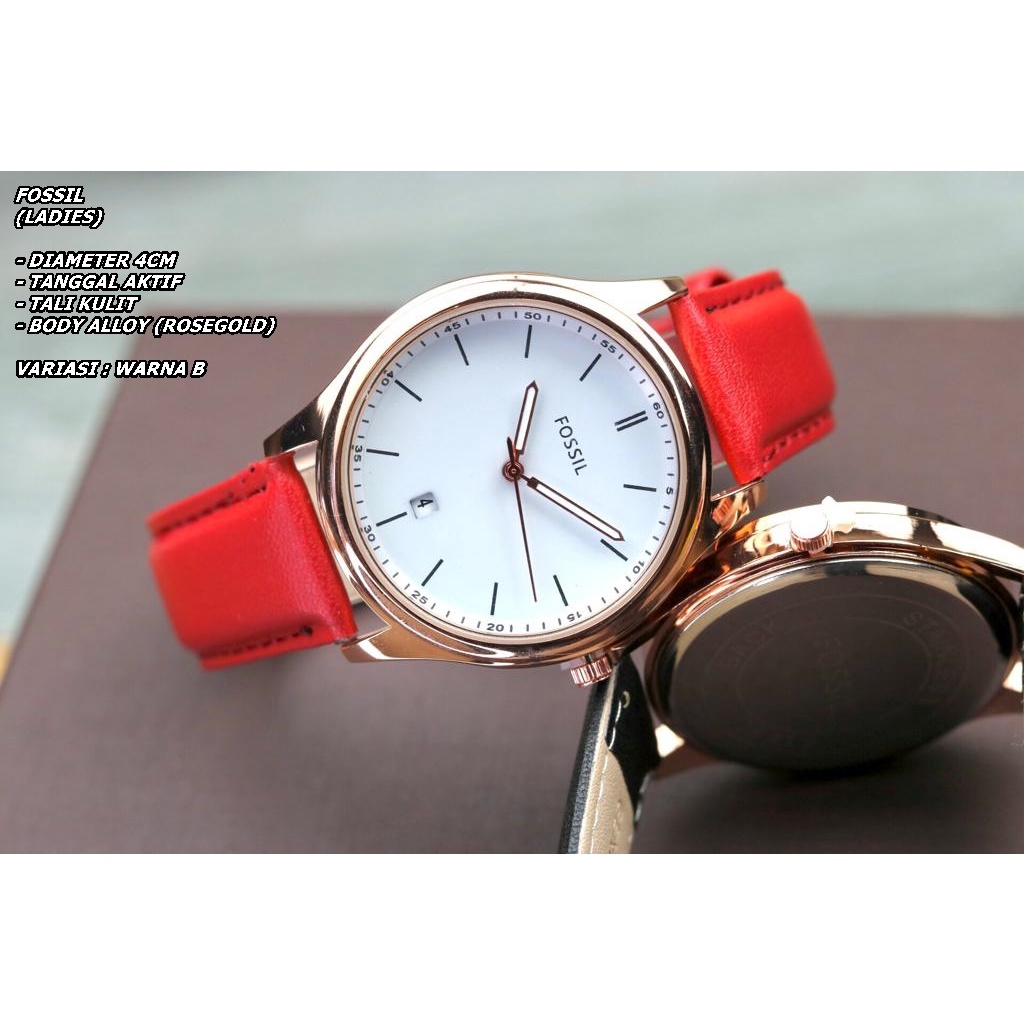 JAM TANGAN WANITA FASHION TALI KULIT BODY ALLOY ROSE GOLD TANGGAL AKTIF