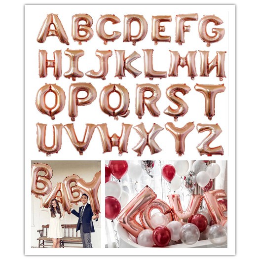  Rose  Gold  Perak Alphabet Letters Balloons Anak Ulang  Tahun  