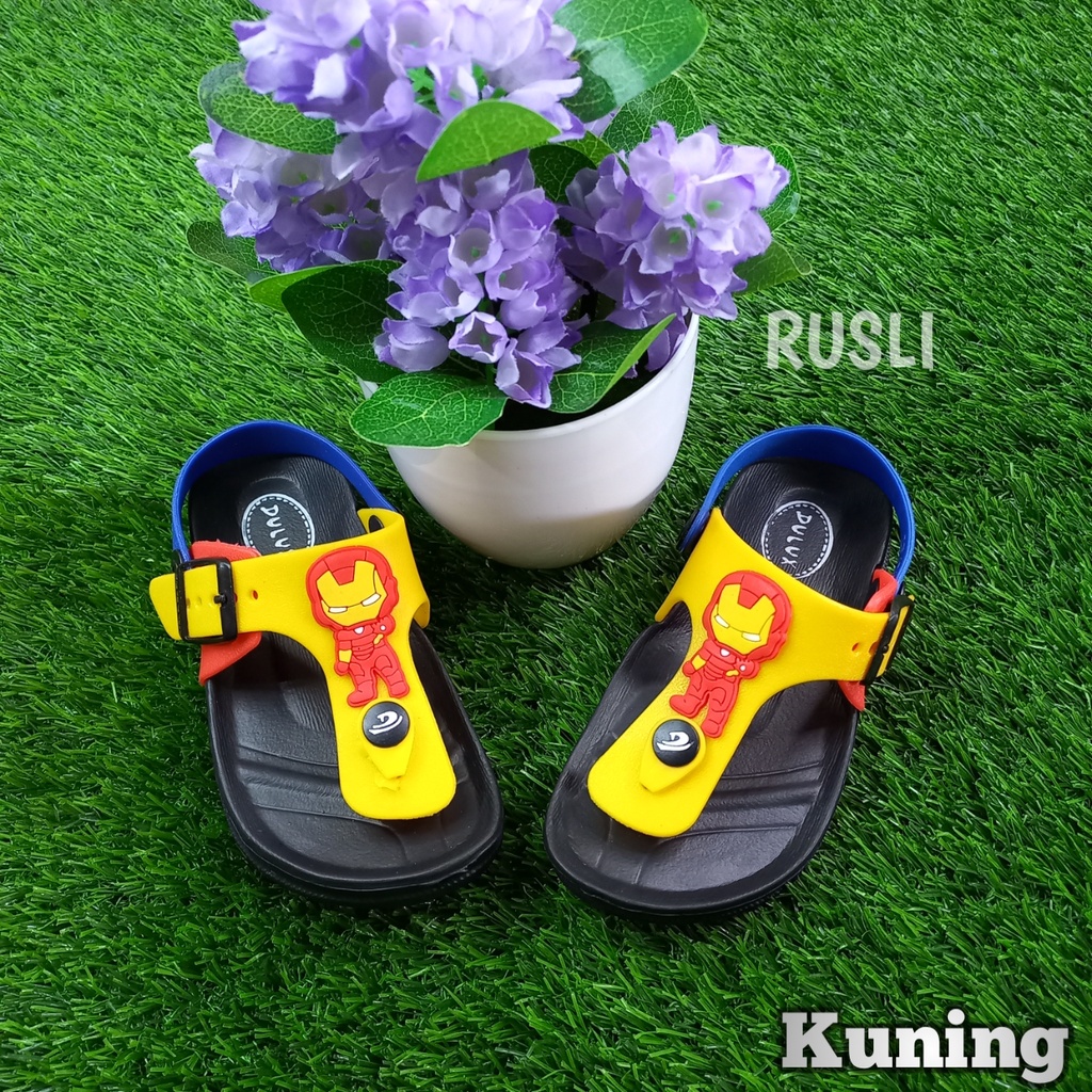 (COD) Sandal Jepit Karet Bayi Anak Motif Iron Man Dulux 213E