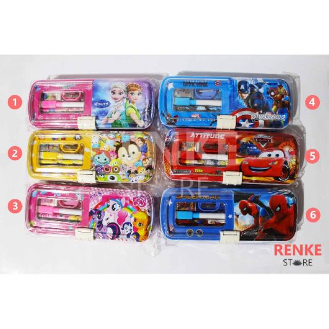 

Kotak Pensil Tingkat Papan Tulis - Study Stationery Set Isi Paket Lengkap Pony Frozen Tsum Spiderman