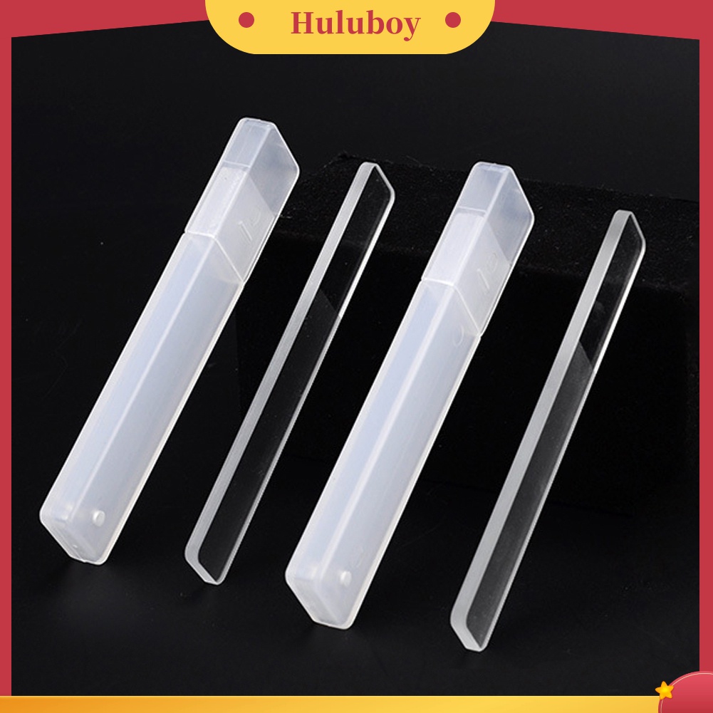 Huluboy Huluboy♡ Alat Kikir Kuku Mini Portable Bentuk Persegi Panjang Bahan Kaca Bening Dengan Kotak Untuk Manicure