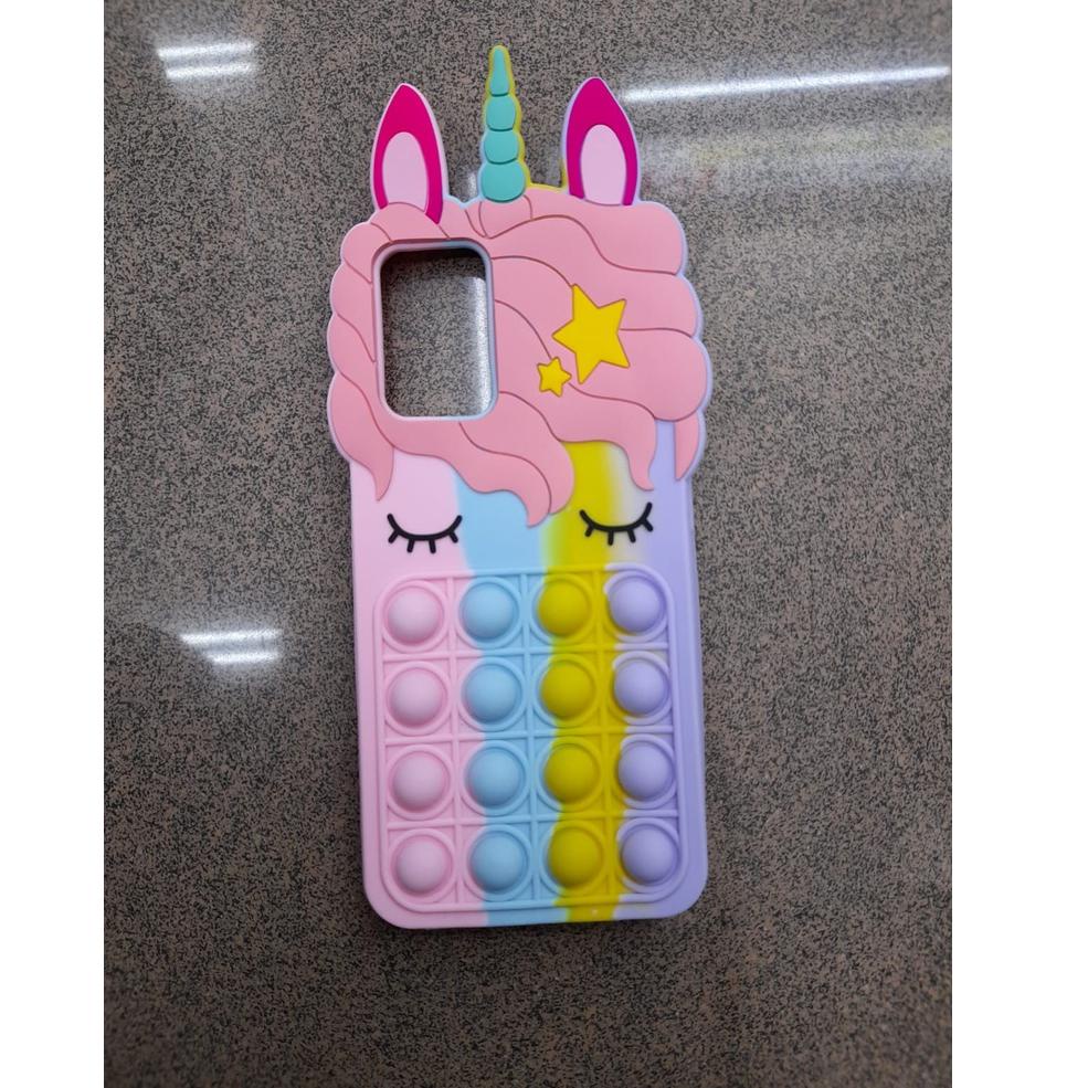 Q2P0 Pop it Vivo Y15s Y91c Y17 Y12 Y15 Y91 Y93 Y95  Case 3D Karakter Unicorn Kuda Poni Soft Casing