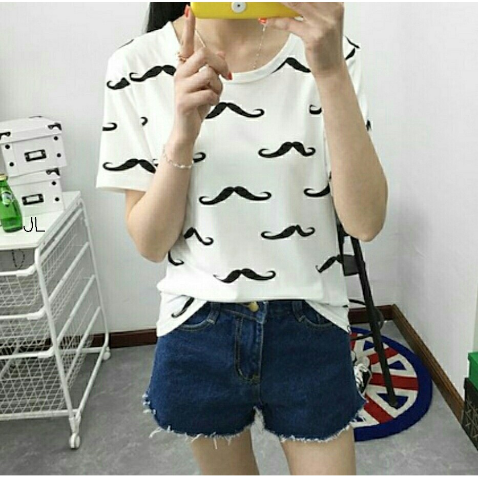 CD69 Kaos Wanita Hitam Pakaian Atasan Fashion Baju Termurah Outfit Casual Outerwear Terbaru