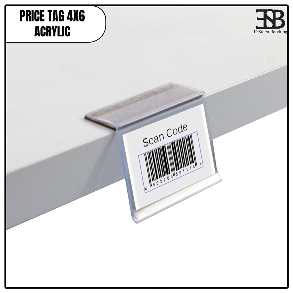 

Label Display Harga Acrylic / Akrilik Product Price Tag / Tag Card Slip Minimarket / 4cm x 6cm
