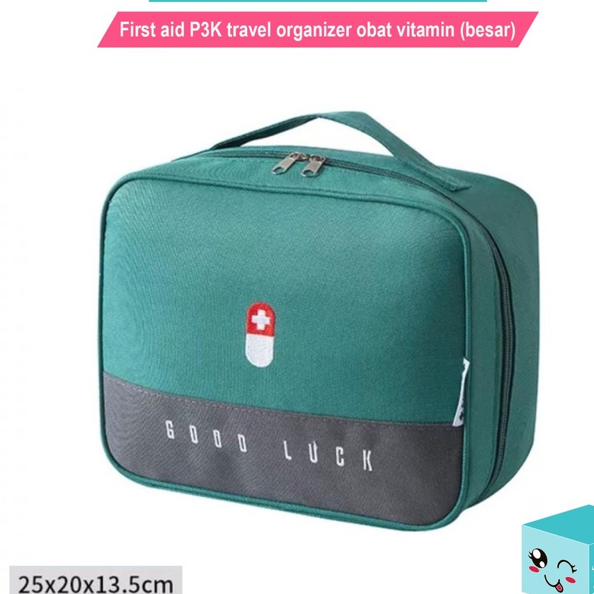 First aid P3K travel pouch tas organizer Medicine obat vitamin (besar)