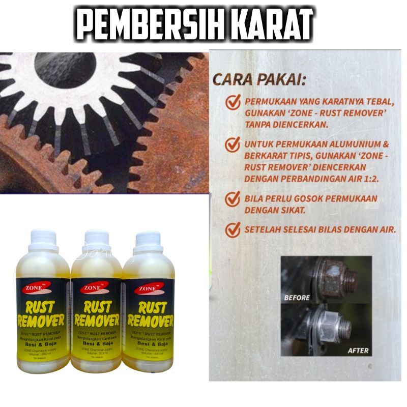 Cairan ampuh pembersih karat logam besi/rust remover/anti karat