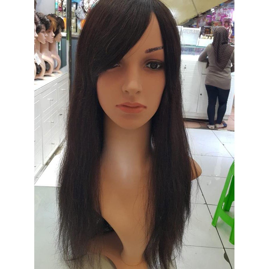 Wig Rambut Asli / Human Hair Rambut Lurus +- 60-70 Cm Rambut Manusia