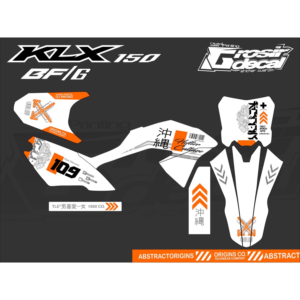 Decal Sticker KLX BF 150 putih Fullbody Decal Stiker KLX BF Fullbody