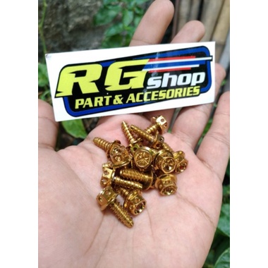 Dijual baut skrup body stainless probolt gold flower drat kasar yamaha mio fino soul nmax nouvo orig