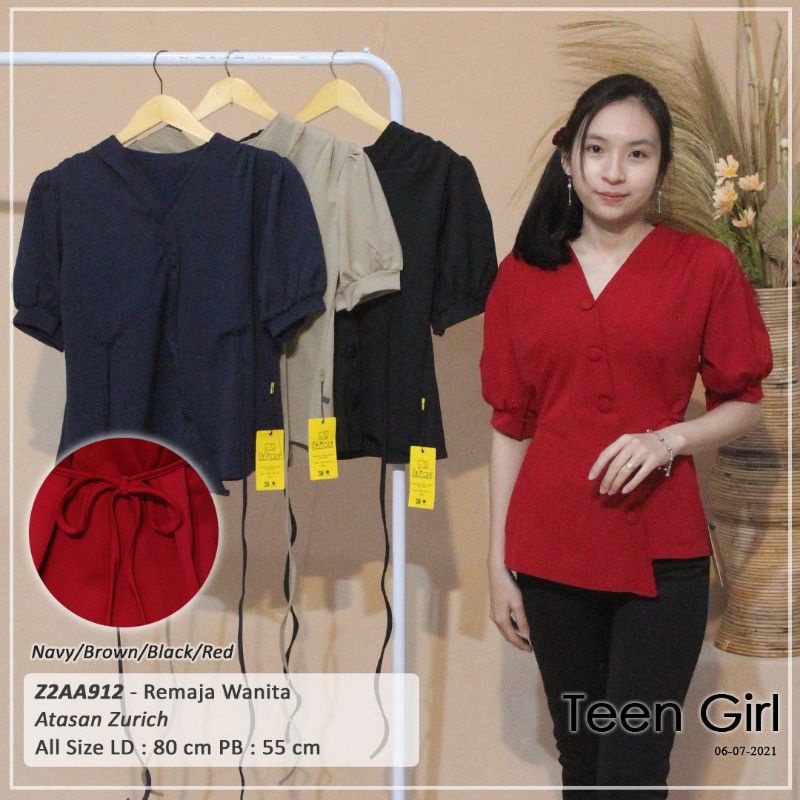 Kaos baju remaja cewek Kimono Atasan Zurich spandex polos kancing bungkus depan