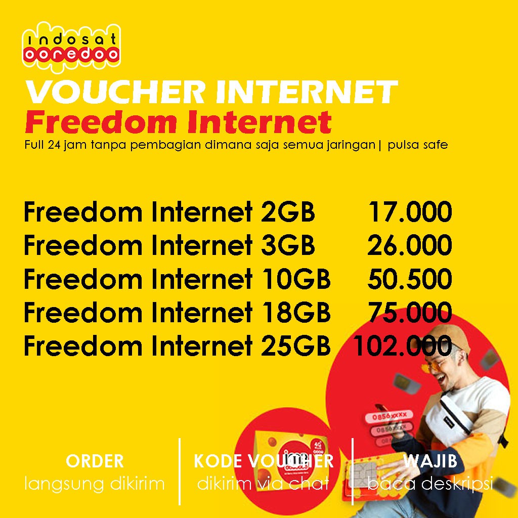 VOUCHER INTERNET INDOSAT OOREDOO FREEDOM INTERNET