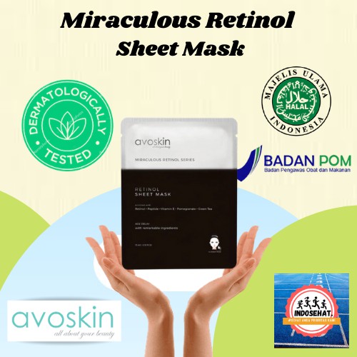 AVOSKIN Miraculous Retinol Sheet Mask - Masker Pemutih Pencerah Perawatan Wajah Anti Aging