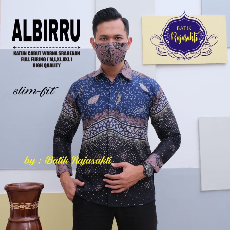 Kemeja Batik Pria ALBIRU Full Furing Bahan Katun Halus High Quality