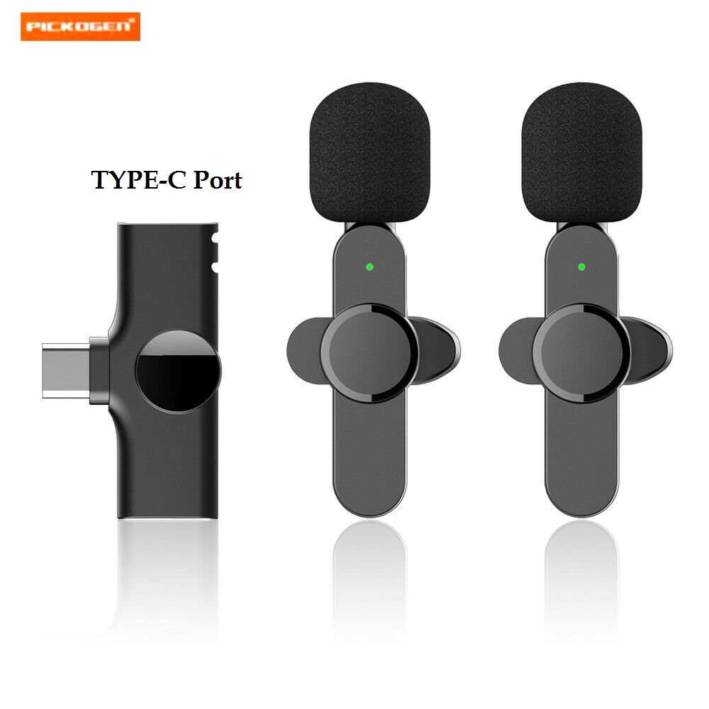 PICKOGEN Wireless Clip-On Mini Portable Lavalier 2pcs Microphone USB-C