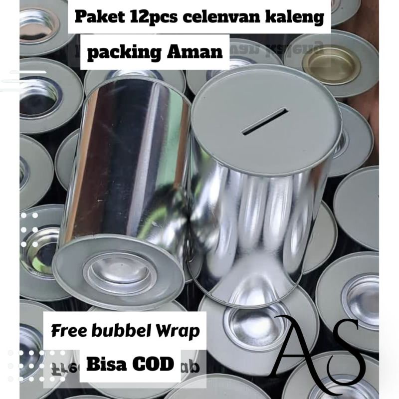 Paket 12pcs celengan kaleng/celengan kaleng polos/celengan kaleng buka tutup