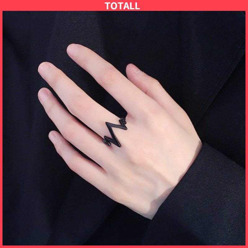 [✅READY STOCK] Cincin hitam Alloy Desain Zigzag Gaya Korea Aksesoris Murah Wanita emas perak Unisex Penjualan Panas Mode