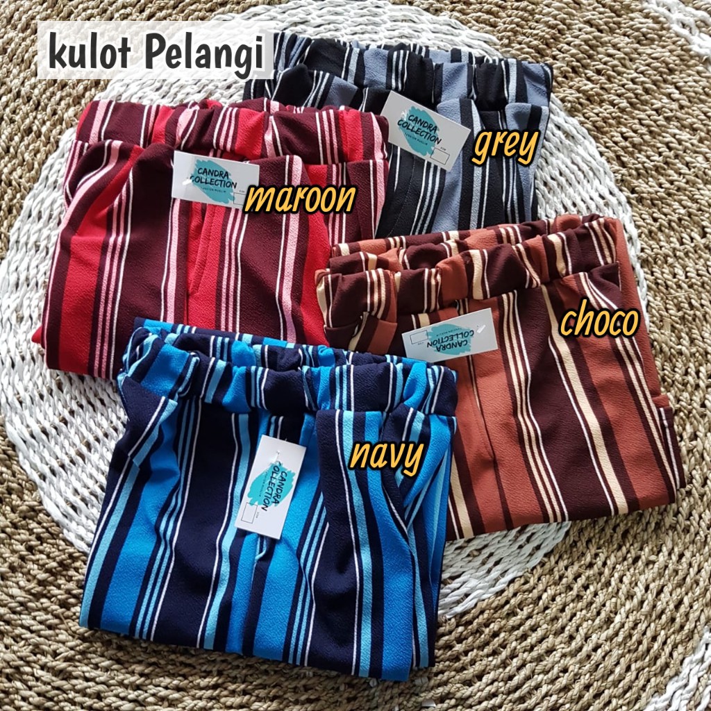 [COD] CELANA KULOT PANJANG WANITA MOTIF RAINBOW NORWAY PELANGI - Kulot Salur Warna Two tone