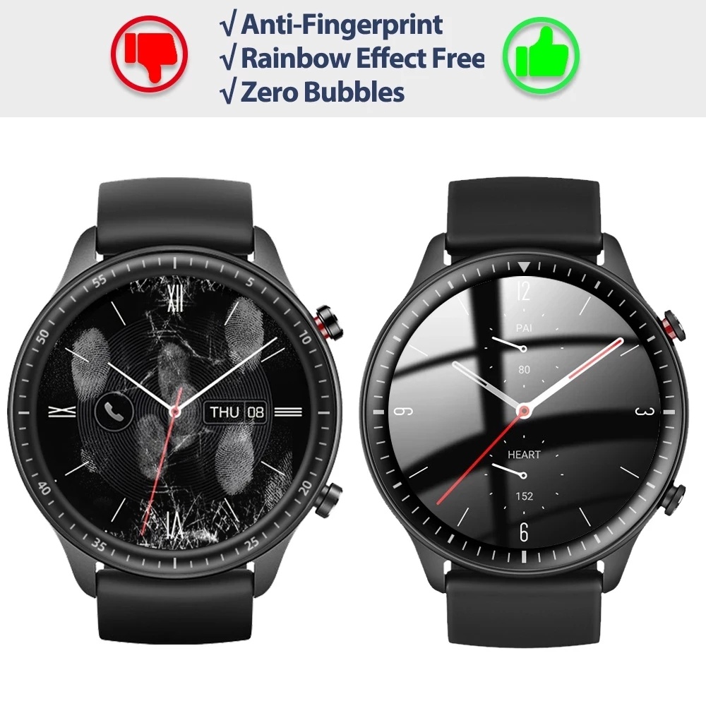 1pc Film Pelindung Layar Smartwatch Amazfit GTS 3 / GTR 3 Pro Bahan TPU Transparan Anti Gores