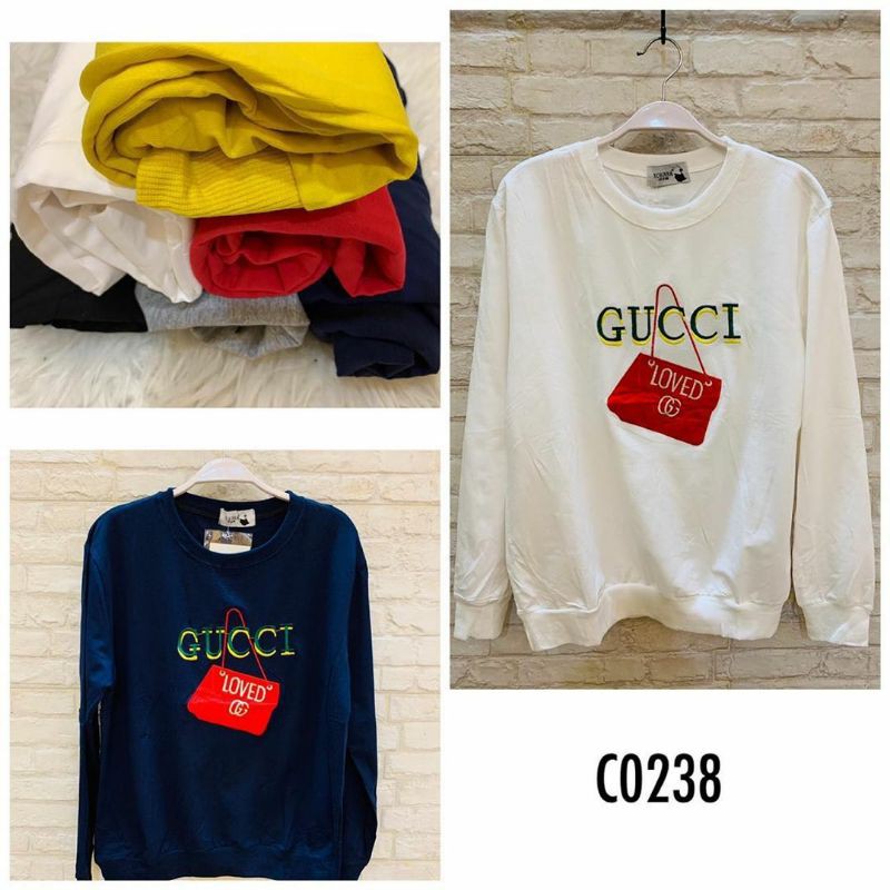 Atasan Wanita Lengan Panjang Import Gucci Mewah Bahan Kaos Import