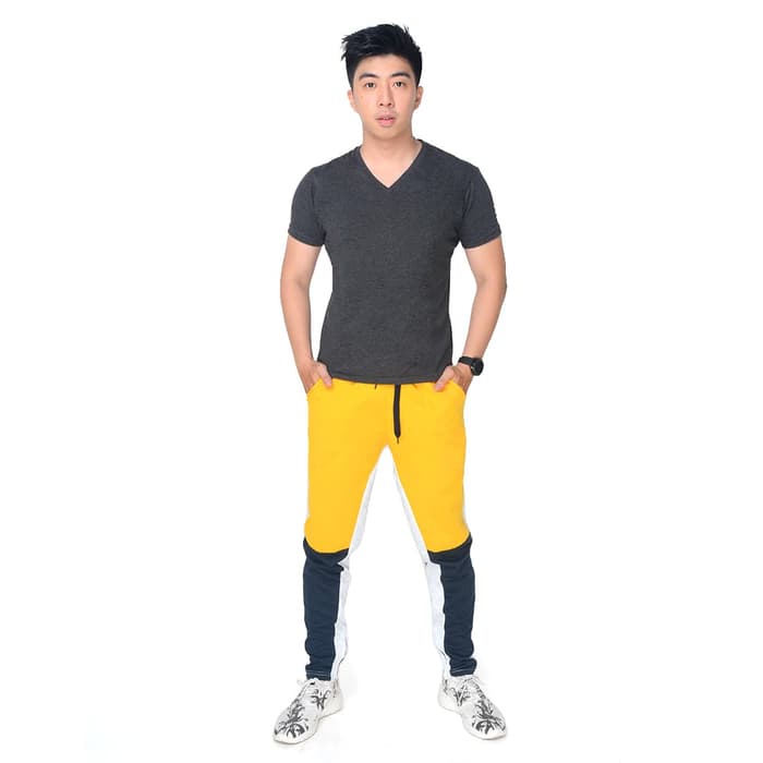 Celana Panjang Jogger Training Pria Keren Terbaru - Kuning, M - JF