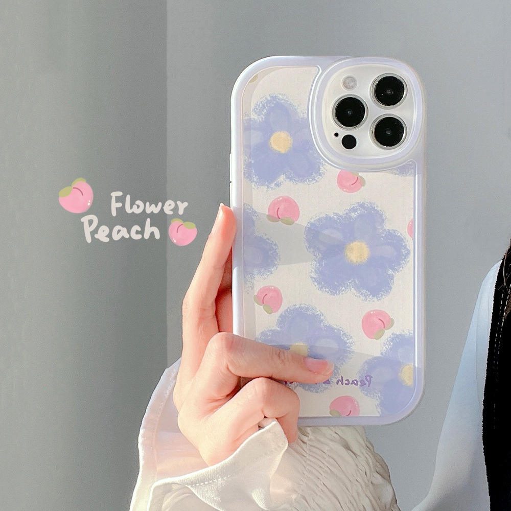 Case TPU Motif Lukisan Minyak Peach Untuk iPhone 11 7Plus 8Plus Xr xs Max 13 12 Pro Max 13promax 12 8 xs 11