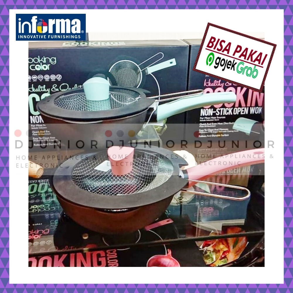 INFORMA - WOKPAN WOK PAN WITH STRAINER / WAJAN PENGGORENGAN KENTANG PANCI DENGAN SARINGAN DAN TUTUP