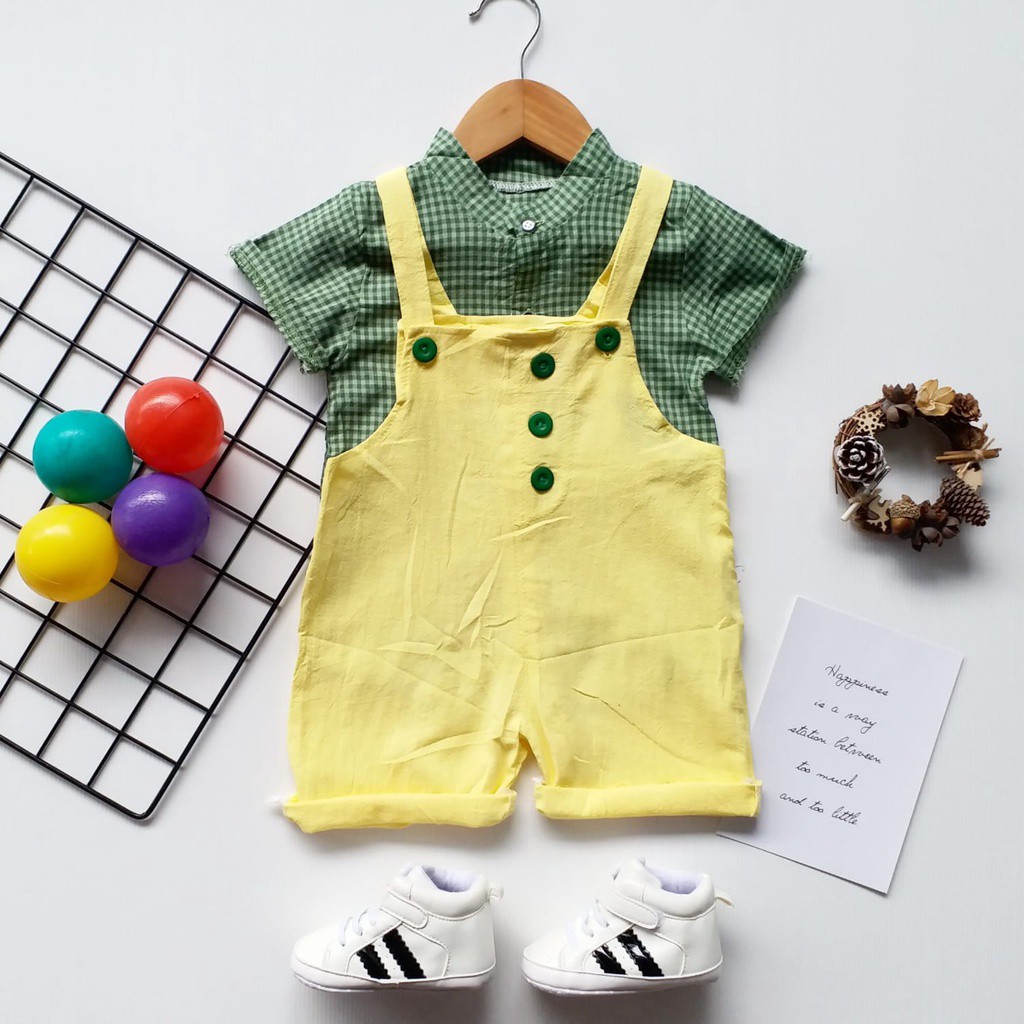 Plazababyku SET ANSOP BOY SEOUL NEW EBV Baju Anak Laki Laki Perempuan Import Model Jumpsuit Overal