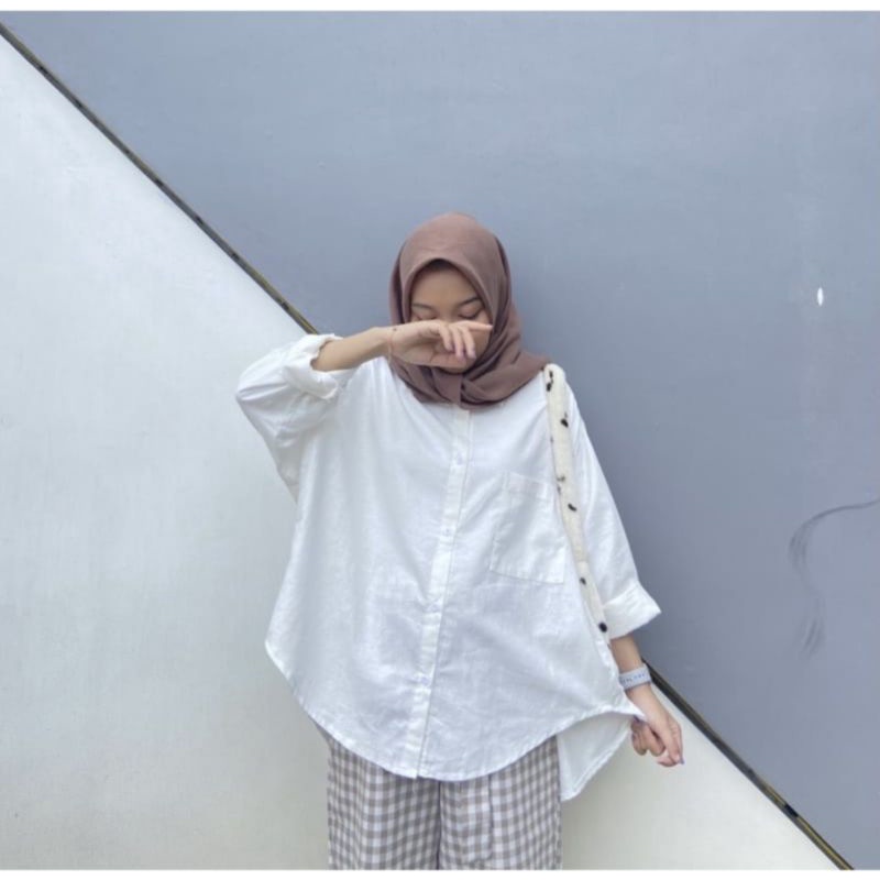 ARKA SHIRT KEMEJA LINEN OVERSIZE WANITA